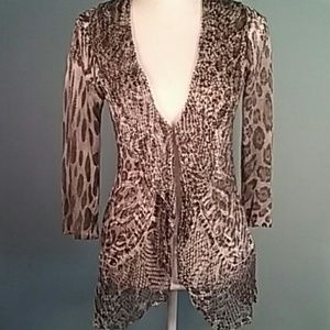 Alberto Makali kimono black-white zebra leopard crochet linen